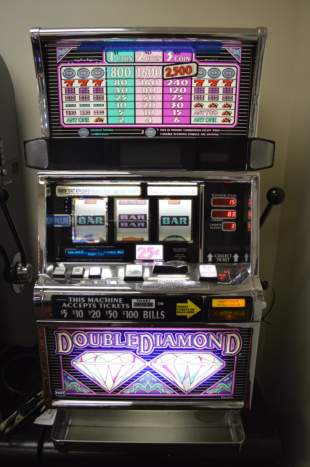 Klassieke speelautomaat in close-up